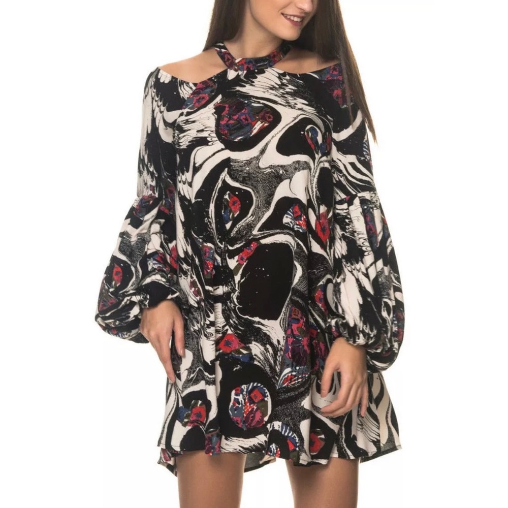 FREE PEOPLE DRIFT AWAY TUNIC/MINI DRESS IN‎ BLACK